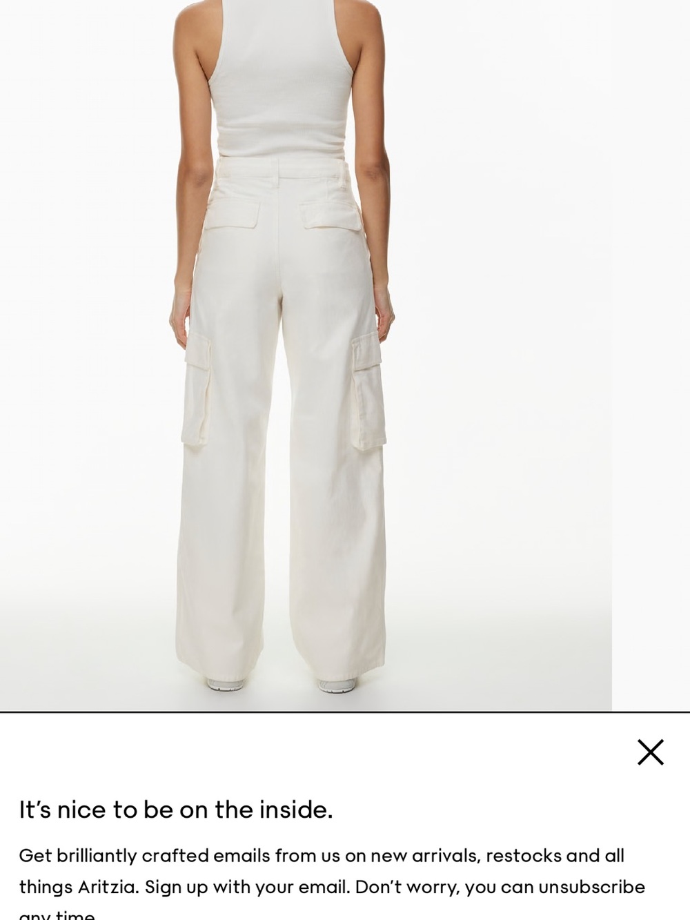 Aritzia Cream Cargo Pants with Flap Pockets